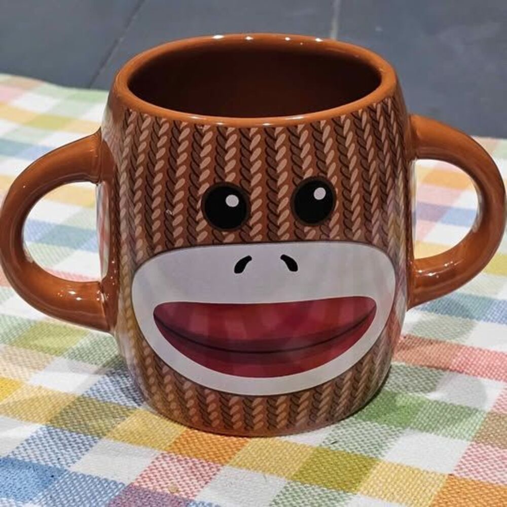 Sock Monkey Two-Handle Ceramic Mug